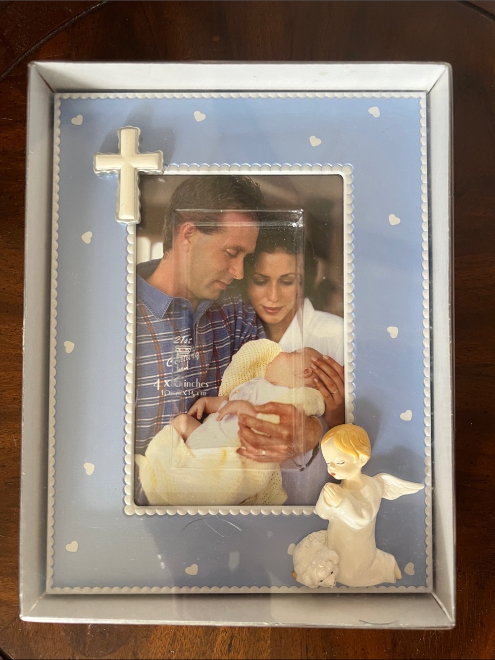 Angel Cross Baby Picture Frame • Blue • 4x6 Picture